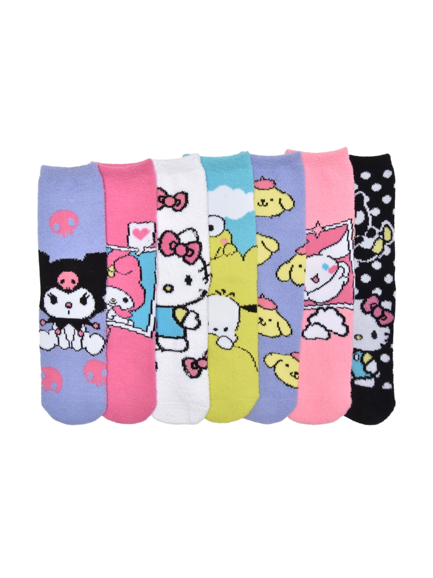Sanrio Hello Kitty Womens 7-Pack Box Set Low Cut Cozy Socks, Shoe Size 4-10
