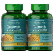 Puritan's Pride Turmeric Curcumin 500 Mg Contains Antioxidants, 360 Total Count (2 Packs of 180 Count Capsules), 360 Count