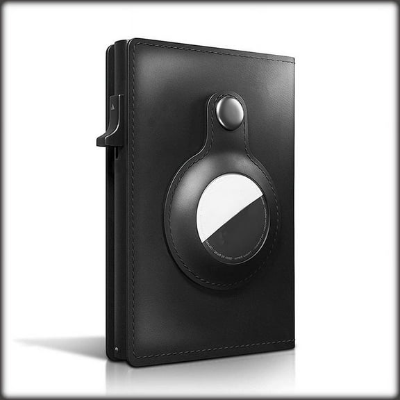 ATOM Airtag Wallet - Minimalist Pocket-Sized Genuine Leather Credit Card Holder With RFID Technology & Wallet For Men For Airtag (Airtag Not Included) (BLACK)