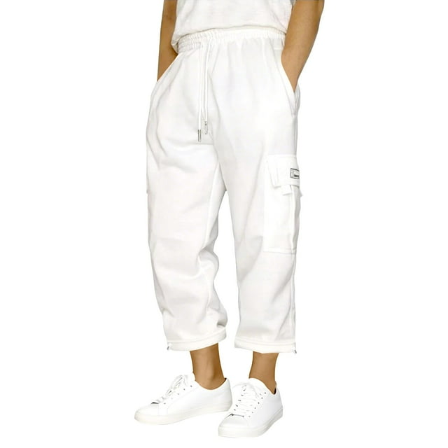 Pantalones de chándal anchos y holgados para hombre: cintura elástica con cordón, mezcla de lino, corte holgado con bolsillos laterales para yoga/running/uso informal.