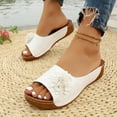 thumbnail image 6 of Sandals for Women Summer Casual Boho Wedge Peep Toe Solid Color Slip-on Slides Lightweight Comfortable Beach Shoes, 6 of 8