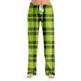 thumbnail image 5 of Mohiass Buffalo Plaid Pajama Pants for Women, Soft High Waisted Drawstring Flannel Pj Pants Comfy Lounge Sleep Bottoms Light Green S, 5 of 7