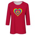 thumbnail image 4 of Qertyioot Cadeau de la Saint-Valentin! Mode Féminine Manches Trois-Quarts Col Rond Rétro Imprimé de Noël Haut Ample Blouse Manches Trois-Quarts, 4 of 4