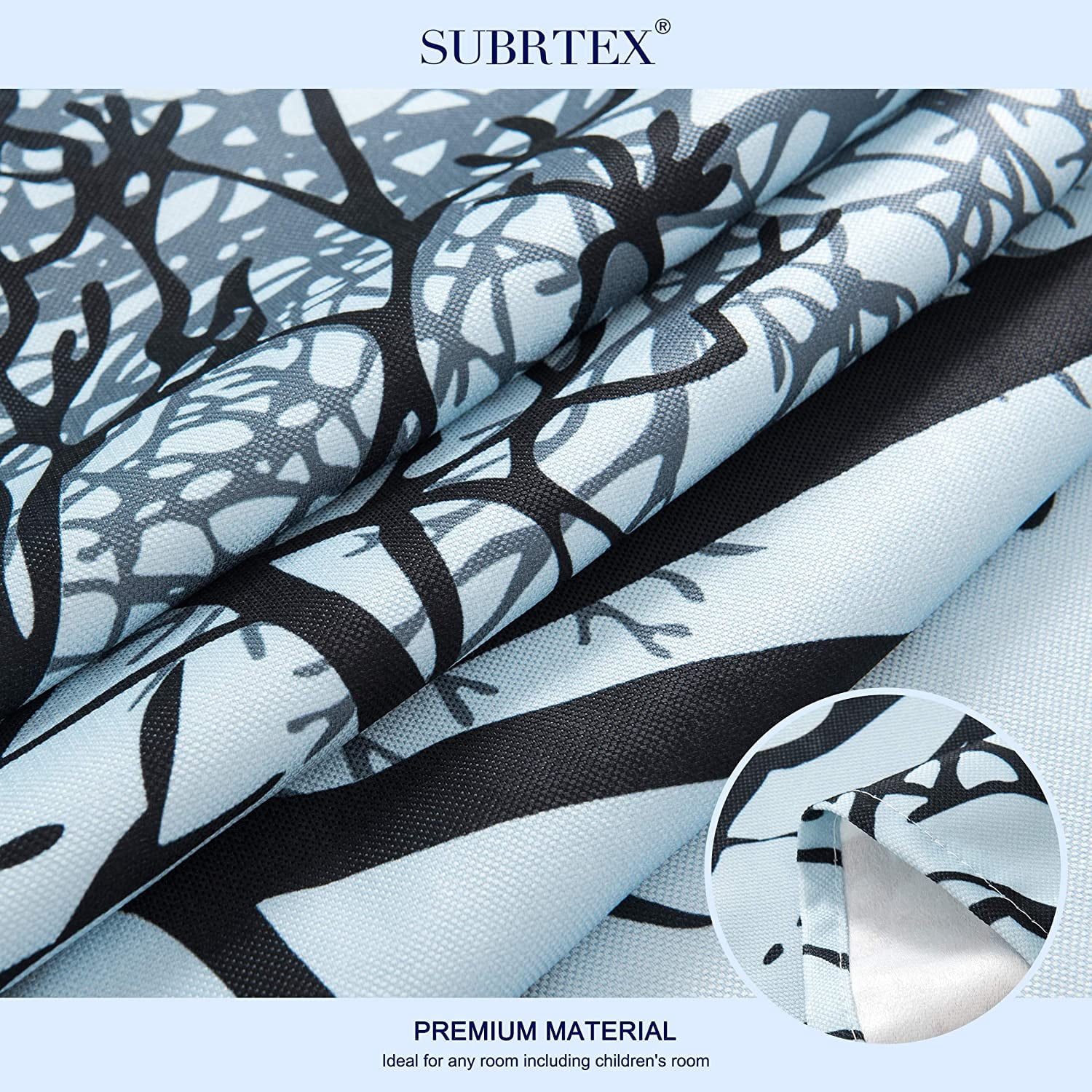 Subrtex Printed Colorful Curtains Room Darkening Thermal Insulated Valance Grommet Top Window Drapes 2 Panel Set (Light Blue, 52" x 84")