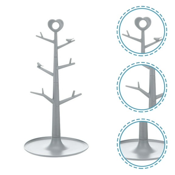Mug Holder Coffee Mug Tree Holder, Tree Coffee Mug Hook Holder Tea Cup Coffee Mugs Storage Rack for Kitchen Bar Display, Grey