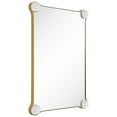 thumbnail image 3 of "Elegance Rectangular Wall Mirror", 27"x39" Featuring 3" Half Sphere Corner Glass Embellishment, on Gold Iron Frame, 3 of 12