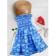 thumbnail image 5 of LA LEELA Women's Beach A line Slit Mini Dress Ruched Tube Top Evening Short Strapless Casual Christmas Tree Dress for Women L-XL R_Blue Snowflakes, 5 of 5