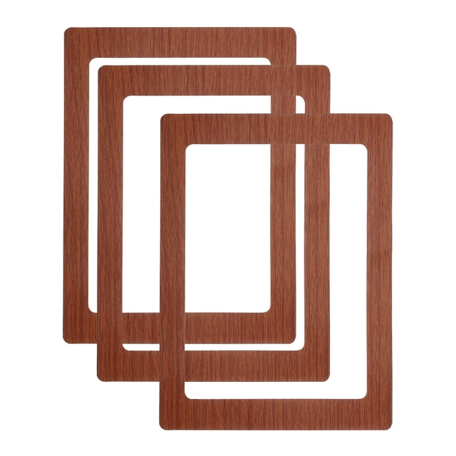 Unique Bargains 5x7 Magnetic Picture Frame, 3pcs Magnetic Frame Magnetic Photo Frames Reusable for Refrigerator, Brown