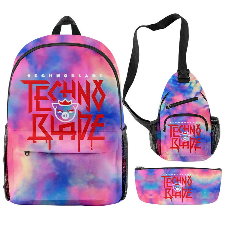 Technoblade Never Dies Backpacks 3 Pieces Sets Unique Crossbody Bag Casual  Pencil Bag 