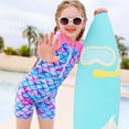 thumbnail image 2 of Jurebecia Girls Swimming One Piece Swimsuits for Toddler Long Sleeve Mermaid Scales Swimwear UPF 50 Sun Protection with Zipper 130 cm 7-8 Years, 2 of 13