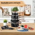 thumbnail image 4 of MF Studio 15 Pieces Cookware Set Granite Nonstick Pots and Pans Dishwasher Safe Black, 4 of 6