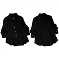 thumbnail image 3 of Camisa Informal de Moda para Mujer, con Botones, Cuello , Blusas Holgadas y Regulares, Blusas de Otoño Negro M, 3 of 7