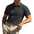 thumbnail image 5 of Ceisia Men's Textured Waffle Knit Short Sleeve Polo Shirt Black XL Gifts for Father, 5 of 9