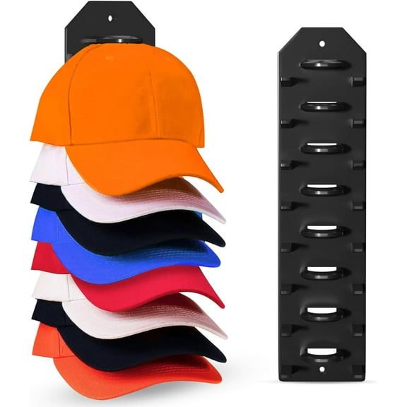 Baseball Hat Rack,1 Pack Hat Organizer for Baseball Caps,Hat Holder Storage Organizer,Hat Hanger Strong Adhesive/Wall Drilled for Door,Bedroom,Closet(Black-1pack)