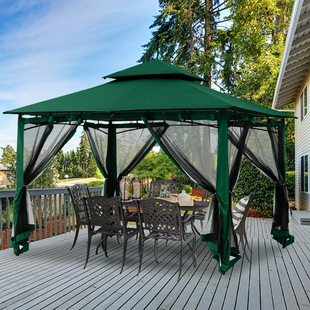 ABCCANOPY 11x11 Patio Gazebos for Patios Double Roof Soft Canopy Garden