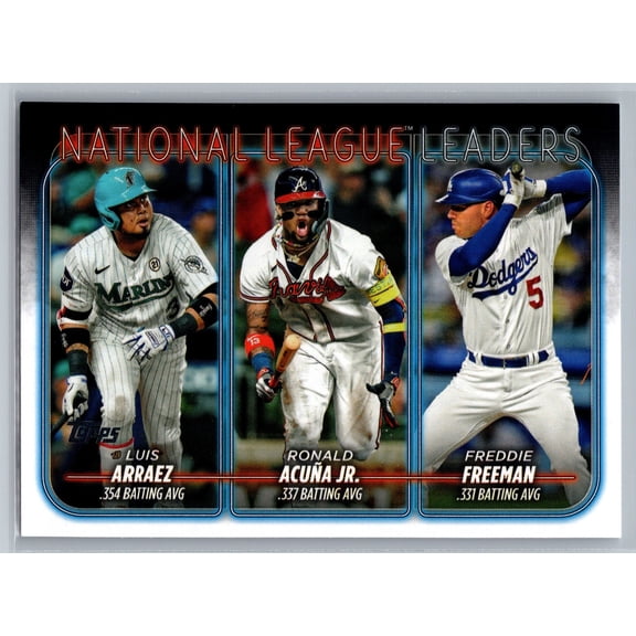 2024 Topps NL Leaders BA Baseball Card #206 Luis Arraez Ronald Acuña Jr Freddie Freeman