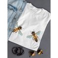 thumbnail image 3 of Bee Chest Graphic Women White T-Shirt, Female Large, 3 of 4