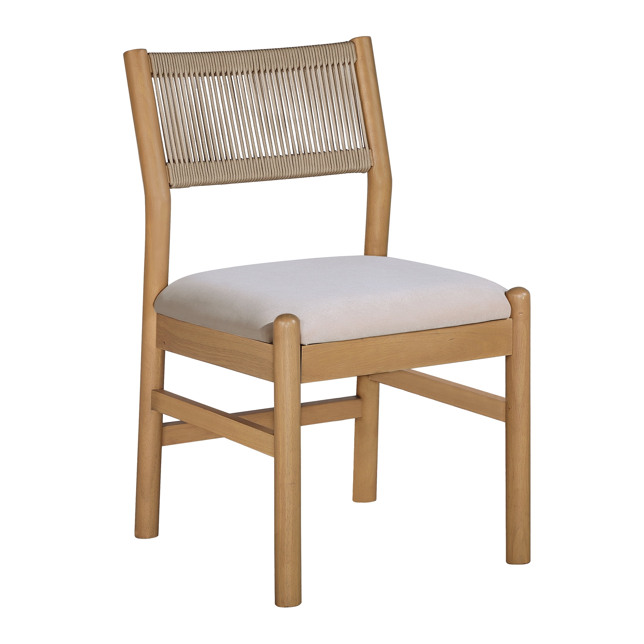 Better Homes & Gardens Lillian Fluted Dining Chairs 2 Pack, Beige Velvet, Rope Back