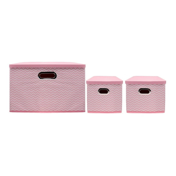 Set De Cajas Home Home Rosa 3 Piezas Almacenamiento