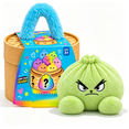 thumbnail image 3 of Cute Green Bao Bun Dumpling Plush with Steamer Box, Soft Squeezable Stuffed Dumpling Toy with Embroidered Face, Anxiety Relief Fidget Plushie for Office Desk Home Decor Novelty Gift, 3 of 8