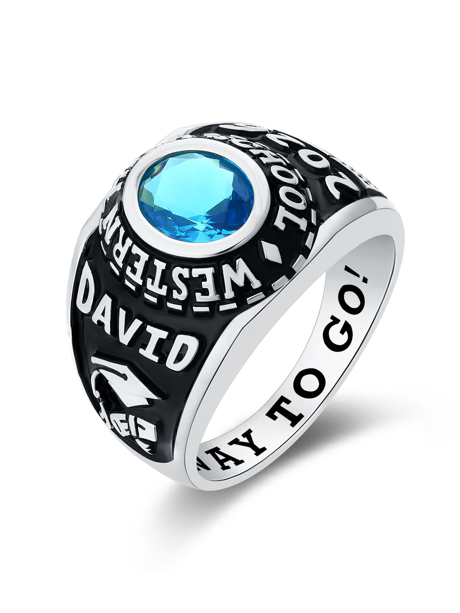 Mementos USA Custom Large Men's Class Rings Sterling Silver for High School and College Graduation