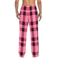 thumbnail image 4 of Checkered Pink Grid Print Men's Pajama Pants Cotton Long Sleepwear Lounge Pants S, 4 of 7