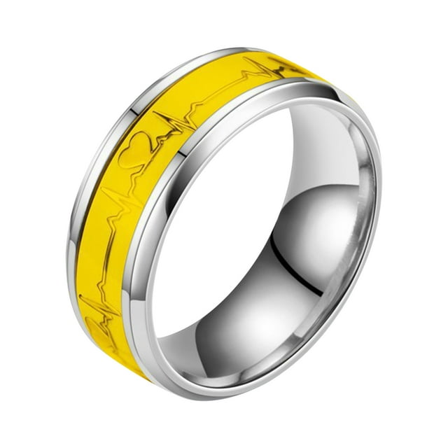 Electrocardiogram Stainless Steel Glow Ring Creative Love Couple Ring Ring Ring