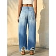 thumbnail image 5 of Women Barrel Leg Casual Jeans Loose Copped Ripped Denim Pants, 5 of 6