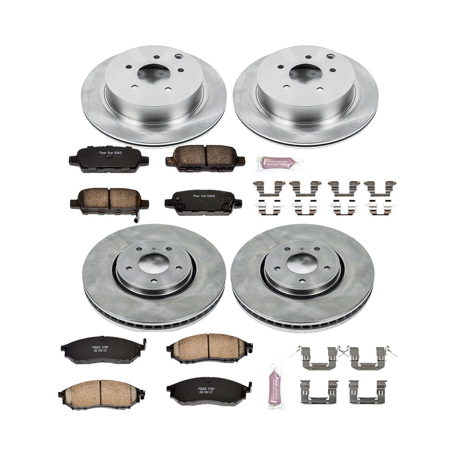 Power Stop Front and Rear Stock Replacement Brake Pad and Rotor Kit KOE4477 Fits 2005 Infiniti FX35