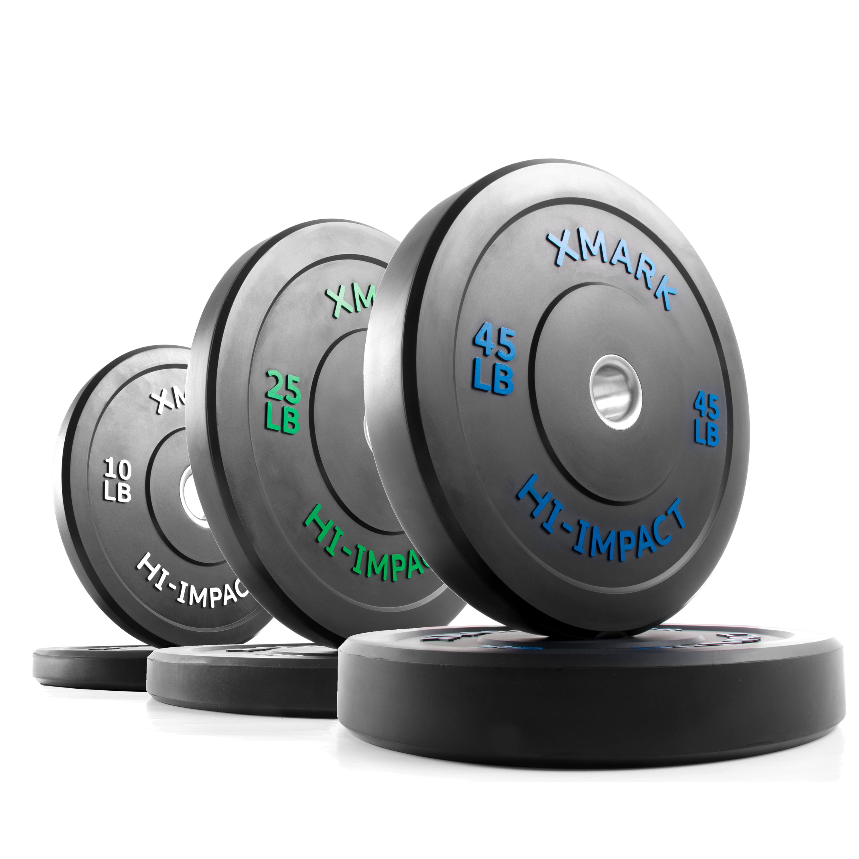 XMark 160 lb Set Olympic Bumper Plates, Bumper Weight Plates for Olympic Lifting