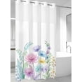 thumbnail image 2 of No Hook Shower Curtain with Snap-in Liner, Colorful Spring Floral Waterproof Fabric Bathroom Curtains, Farmhouse Flowers Modern Botanical Art Bath Curtains & Mesh Top Window 54"x78", 2 of 9