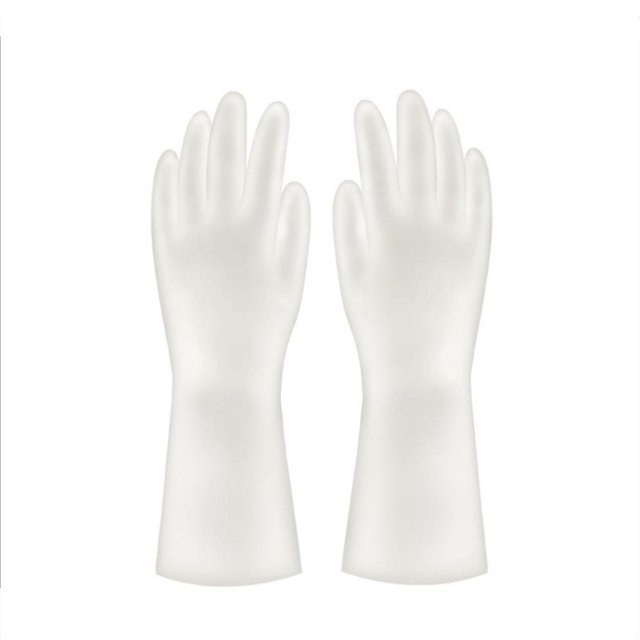 3 pares de guantes de limpieza reutilizables para lavavajillas, guantes de goma para trabajo doméstico degradados, S, transparente Feliz Sencillez