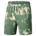 thumbnail image 4 of Shorts for Men Casual Shorts Loose Fit Straight Leg Tie Dye Elastic Waist Breathable Green S, 4 of 7