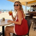 thumbnail image 6 of NWOKYZGH Colorful Crochet Tote Bag for Women Coquette Knit Beach Bag Woven Bag Boho Mesh Handbag for Summer Vacation, 6 of 6