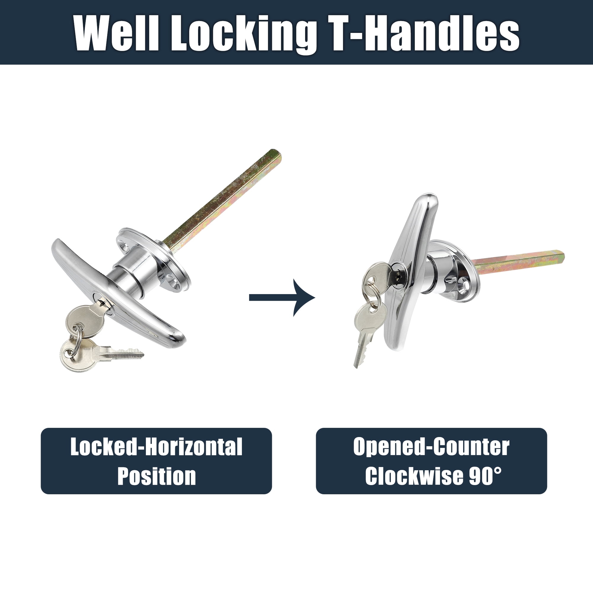 Unique Bargains Universal Garage Door T-Handle Lock Kit with 2 Keys for Truck Caps