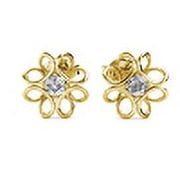 Cate & Chloe Alexis 18k Yellow Gold Plated Flower Stud Earrings with Swarovski Crystals for Women