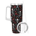 thumbnail image 2 of Pofeuu Skeleton with Roses Print 40oz Ice Bully With Handle And Straw Stainless Steel Vacuum Insulated Cup And 2 In 1 Straw Lid, 2 of 8