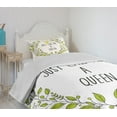 thumbnail image 4 of Ambesonne Queen Quilted Bedspread Set 2 Pcs, Green Wreath Words Crown, Twin Size, Grey Apple Green, 4 of 6
