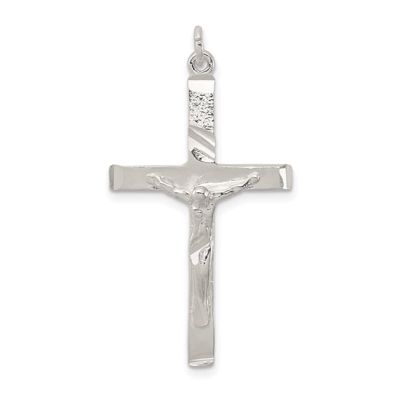 Sterling Silver Crucifix Cross Pendant for Men and Women with Hammered Finish and Polished Details Christian Catholic Orthodox Necklace Spiritual Devotional Jewelry