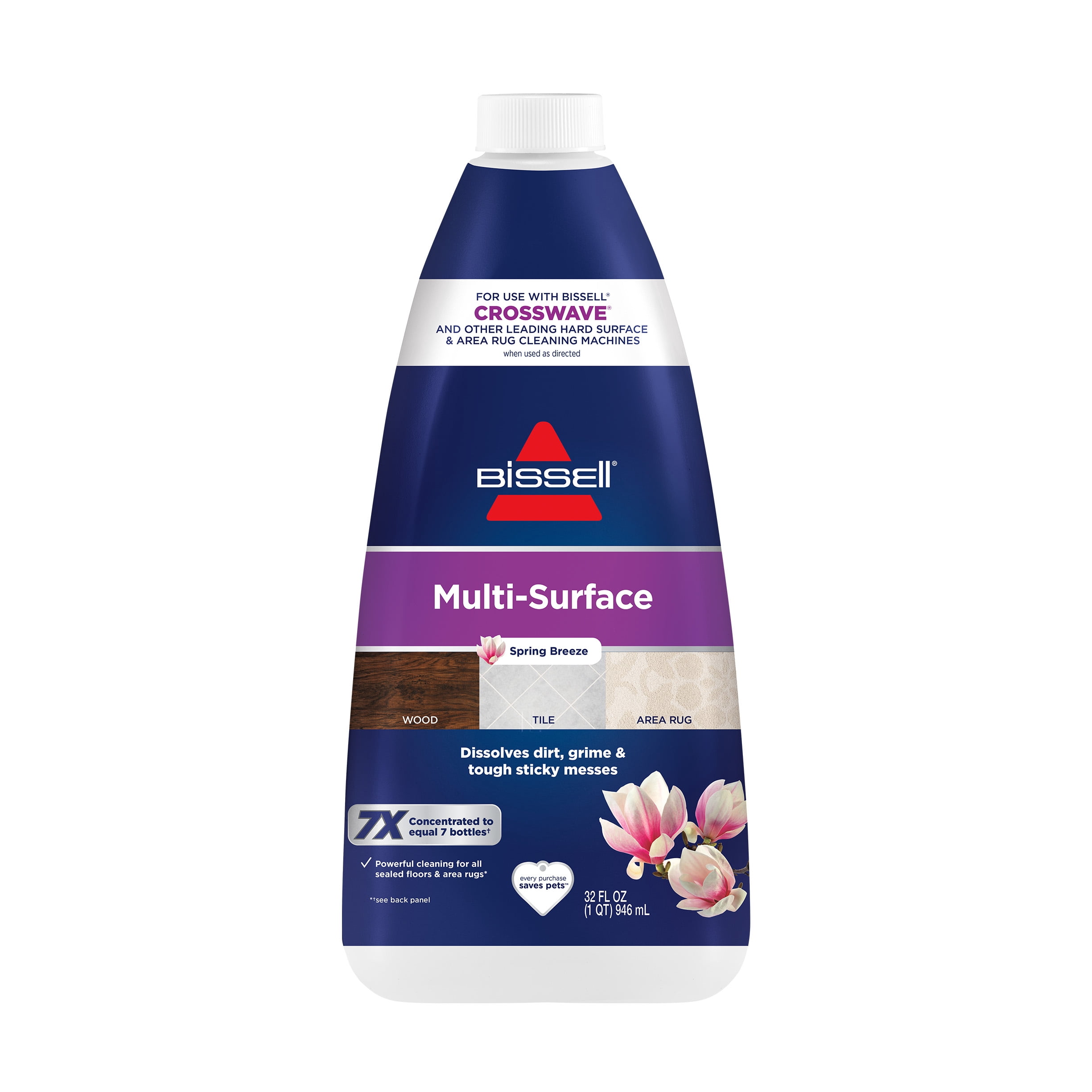 BISSELL® CrossWave® Turbo Pet Pro Multi-Surface Wet-Dry Vacuum 2328 & Bissell Multi-Surface Floor Cleaning Formula, Spring Breeze Scent, 32 oz., 1789