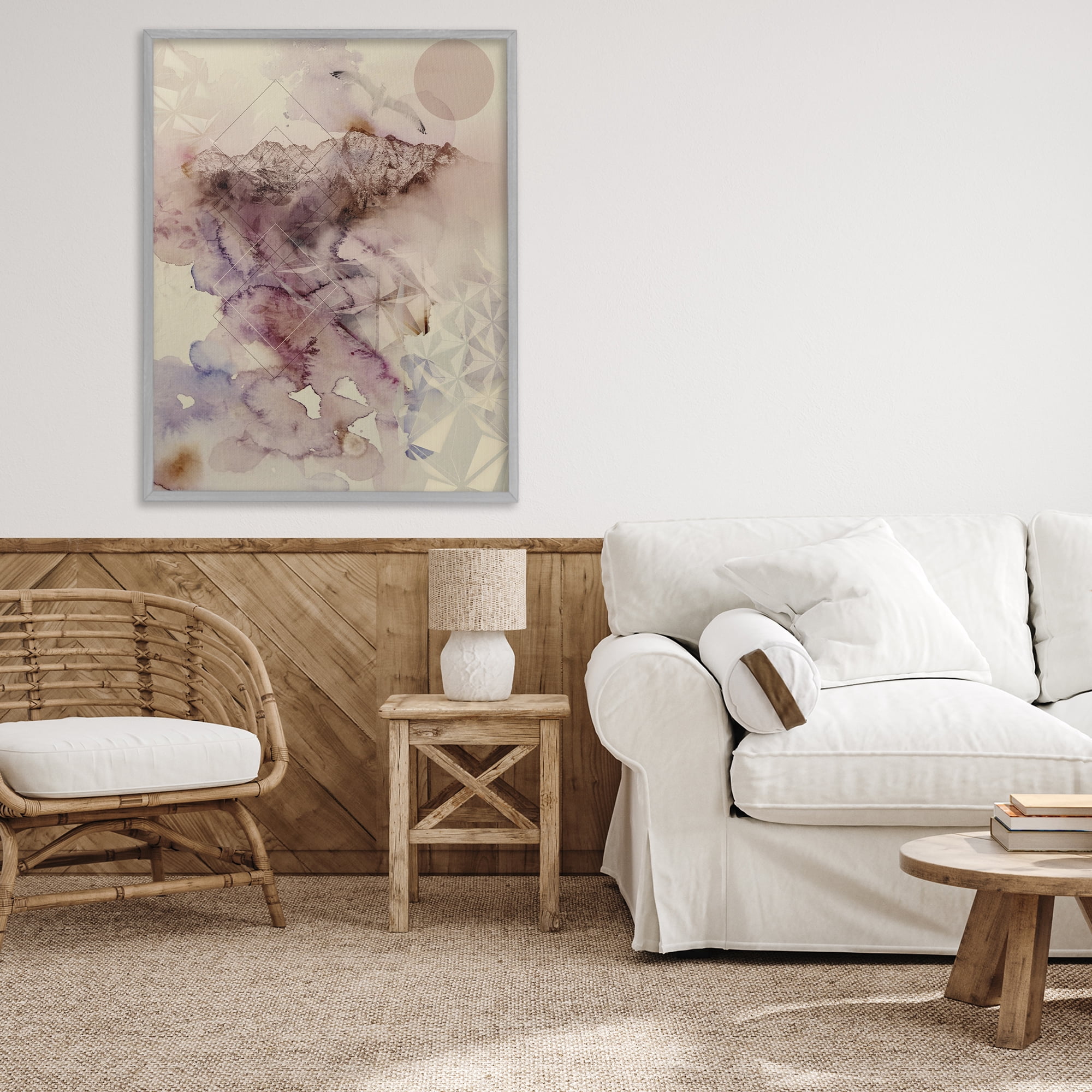 Stupell Industries Dust Abstract with Geometrics Gray Framed Giclee Art, design by Gemma Bardot