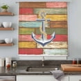 thumbnail image 4 of Nautical Anchor Semi Sheer Curtains Drapes for Living Room,Bedroom,French Doors Window 84 Inches Long,Country Vintage Colorful Wooden Plank Rod Pocket Chiffon Curtain Drapery Voile Draperies Panel, 4 of 8