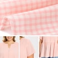 thumbnail image 5 of DARING DIVA Women's Plus Gingham Tops Plaid Notch Neck Blouse 2X Light Pink, 5 of 6