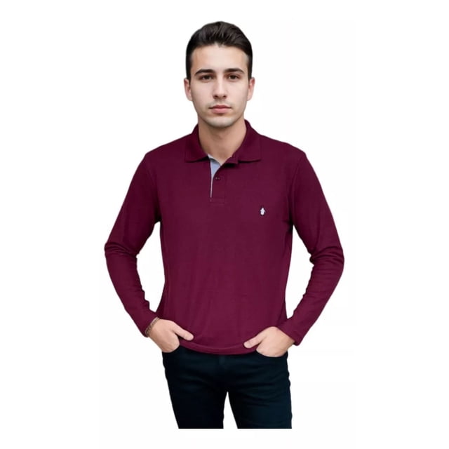 Playera Polo Manga Larga En Pique