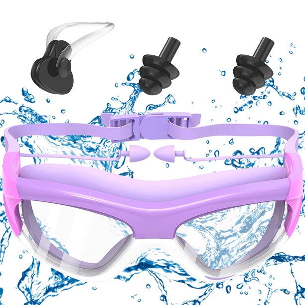 Muyoka Gafas de natación para niños Gafas de natación transparentes antivaho para niños Adolescentes Gafas de natación de visión amplia Gafas protectoras de ojos de natación impermeables con correa aj Muyoka Hogar