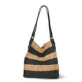 thumbnail image 2 of Time and Tru Women's Packable Straw Tote, Stripe, 2 of 5