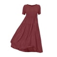 thumbnail image 4 of Ruyang Womens Summer Dresses 2024 Casual Short Sleeve Crewneck Tiered Flowy Midi Dress Long Beach Sundress A Line Knee Length Dress, 4 of 5