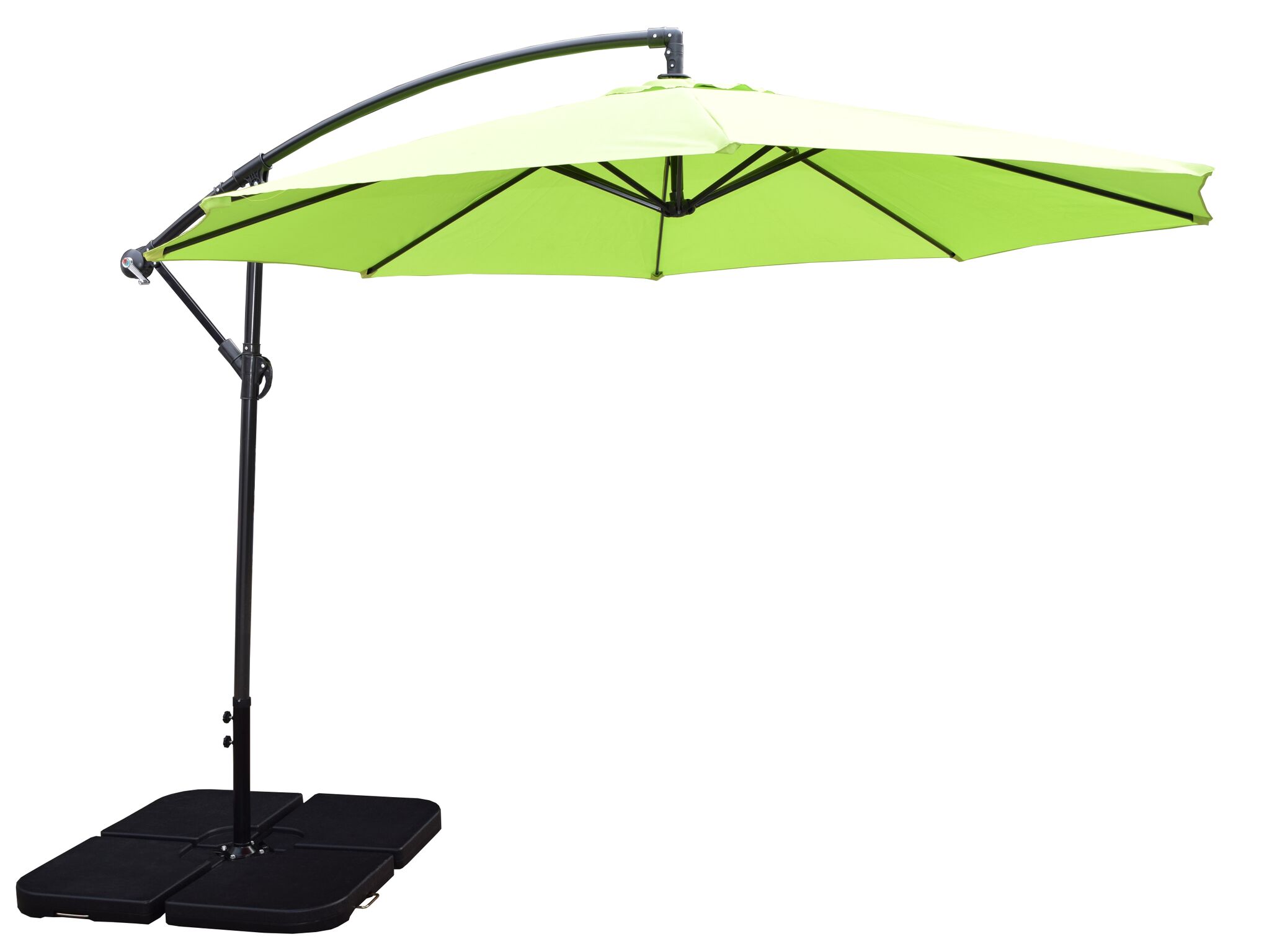 10’ Lime Green and Black Cantilever Patio Umbrella with Fillable
