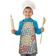 thumbnail image 2 of Pioneer Flower Floral Print Pattern Kids Aprons for Girls and Boys,Adjustable Neck Strap Toddler Aprons for Kids Cooking Baking, 2 of 7