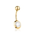 thumbnail image 4 of Belly Button Rings 14k Yellow Gold Navel Rings Simulated Diamond Bezel Set Bevel Stud Body Piercing, 4 of 6